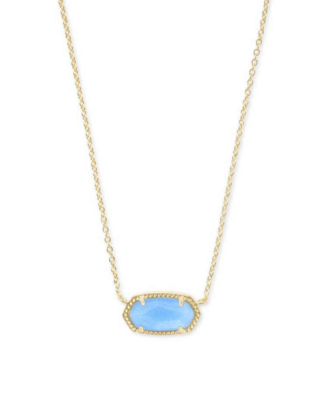 Gold-Tone Blue Natural Stone Pendant Necklace
